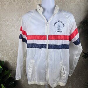 Vintage Sherry Size Small Men's Windbreaker Kennedy Space Center Logo Stripes